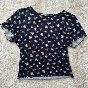 Gaze Blue Floral Roses Shirt